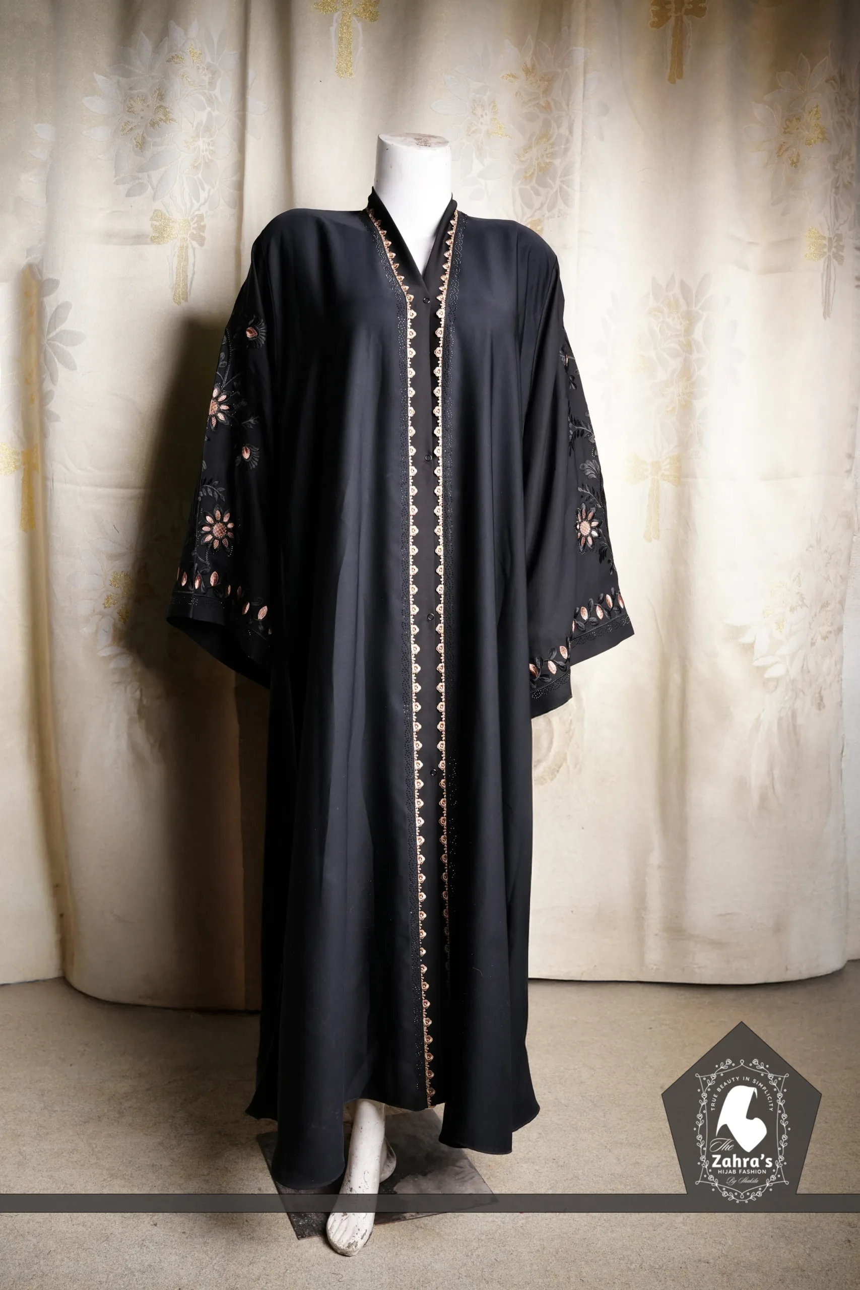 BLACK ABAYA WITH GOLD EMBROIDERY
